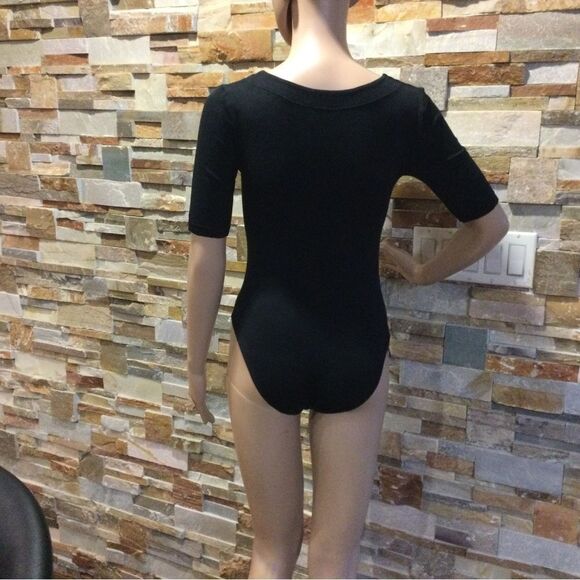 WOLFORD Black Opaque Natural Bahamas Short Sleeve Bodysuit - Picture 4 of 9